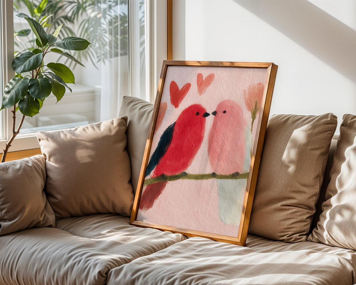 Lovebirds Art Print - Romantic Bird Couple Wall Art