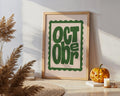 October Wall Art Print - Retro Green Autumn Typography Poster