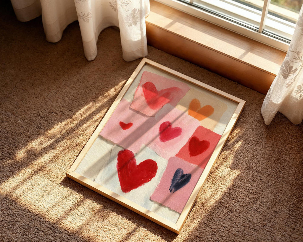 Scrapbook Hearts Art Print - Romantic Collage Wall Art