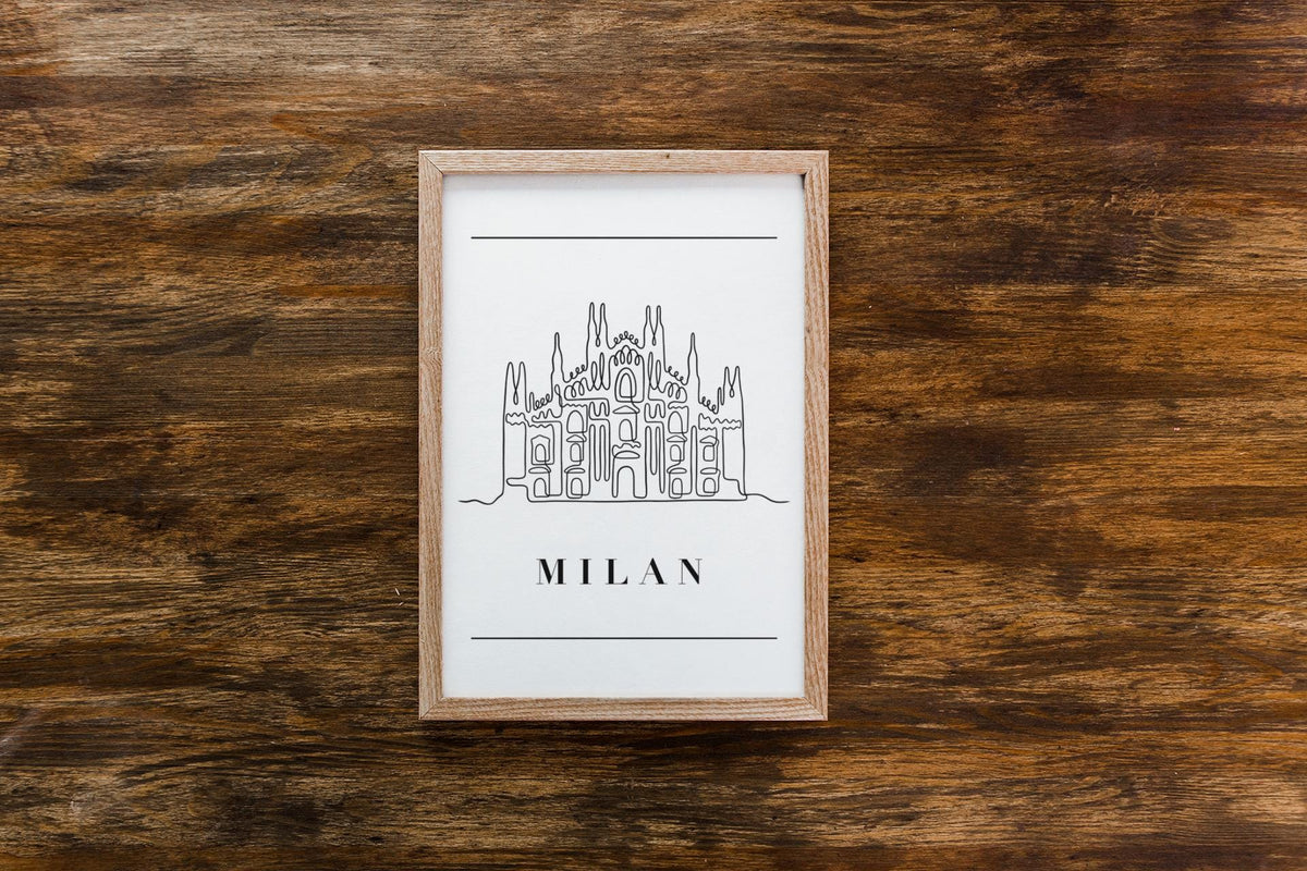 Milan Cathedral Line Art Print - Italy Travel Poster