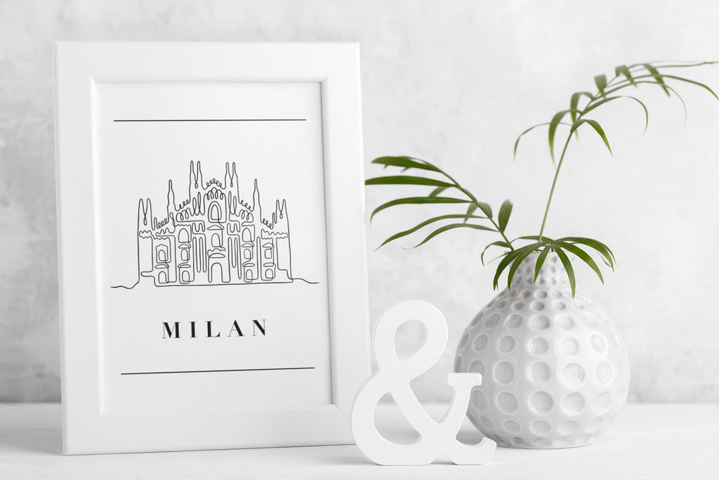 Milan Cathedral Line Art Print - Italy Travel Poster