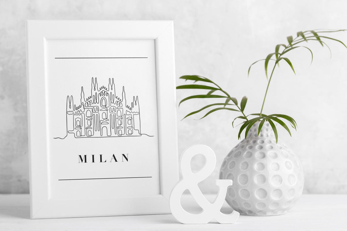 Milan Cathedral Line Art Print - Italy Travel Poster