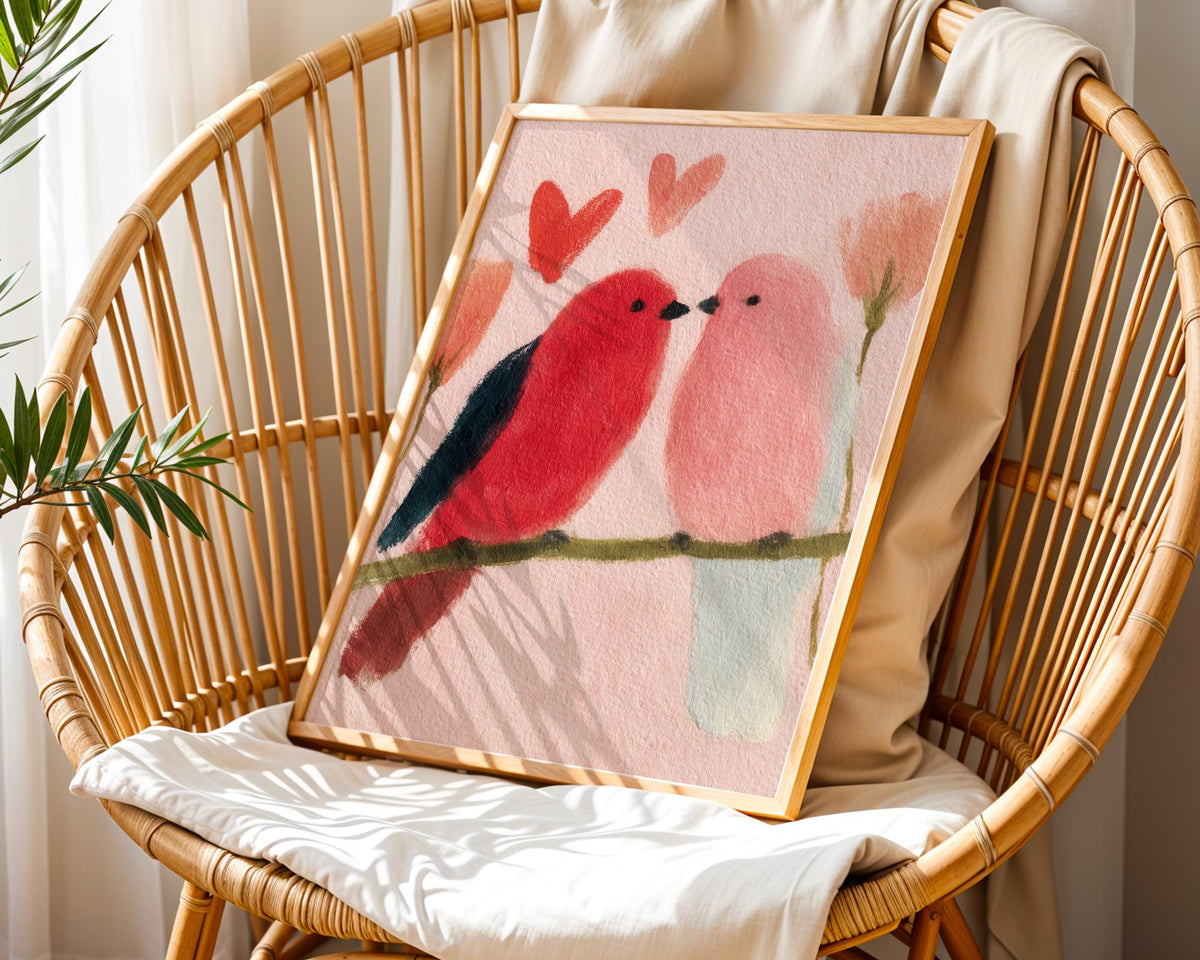 Lovebirds Art Print - Romantic Bird Couple Wall Art