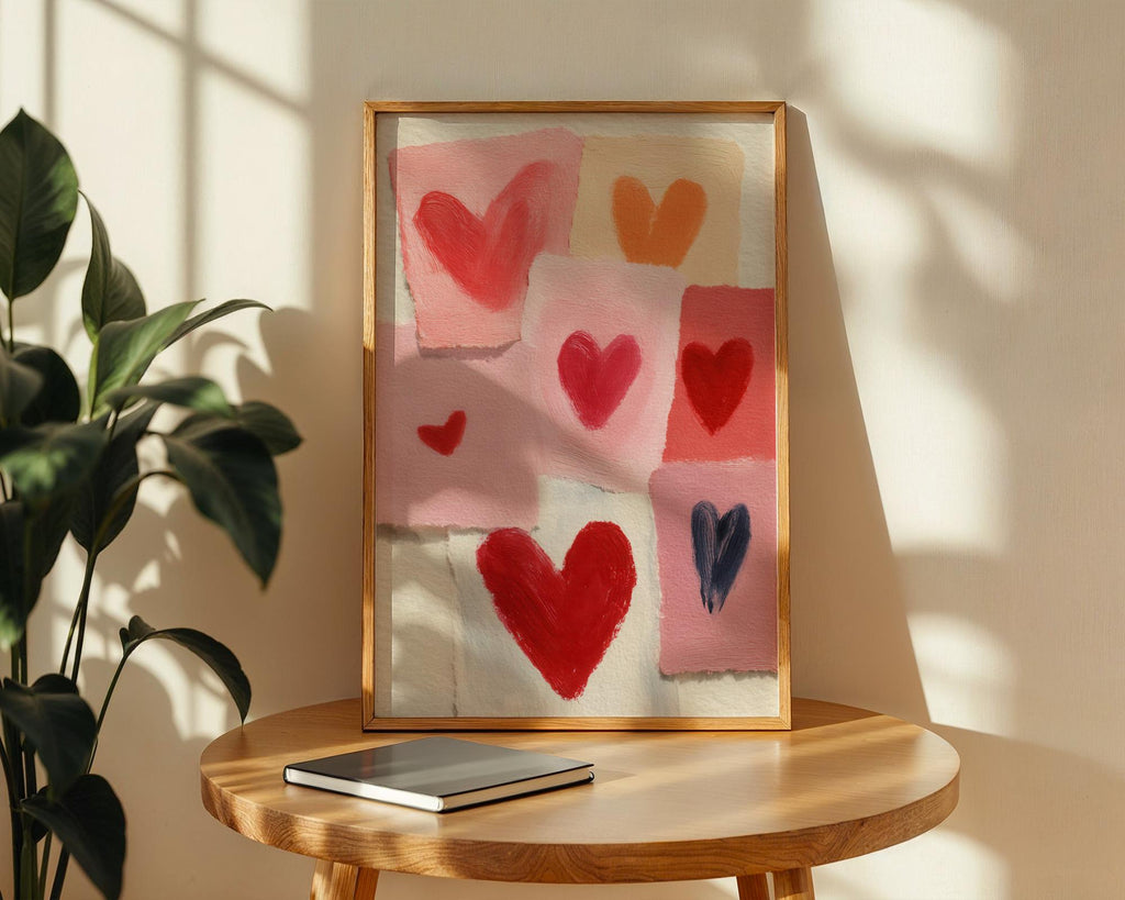 Scrapbook Hearts Art Print - Romantic Collage Wall Art