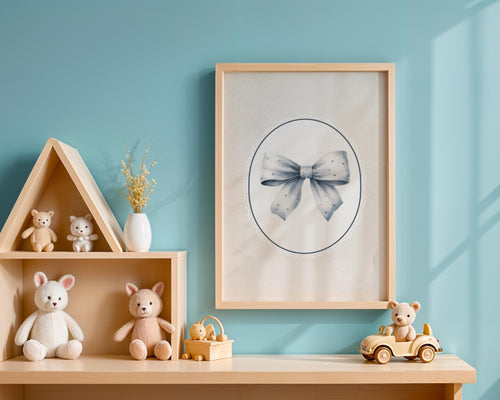 Cute Bow Nursery Print - Vintage Watercolour Bow Wall Art