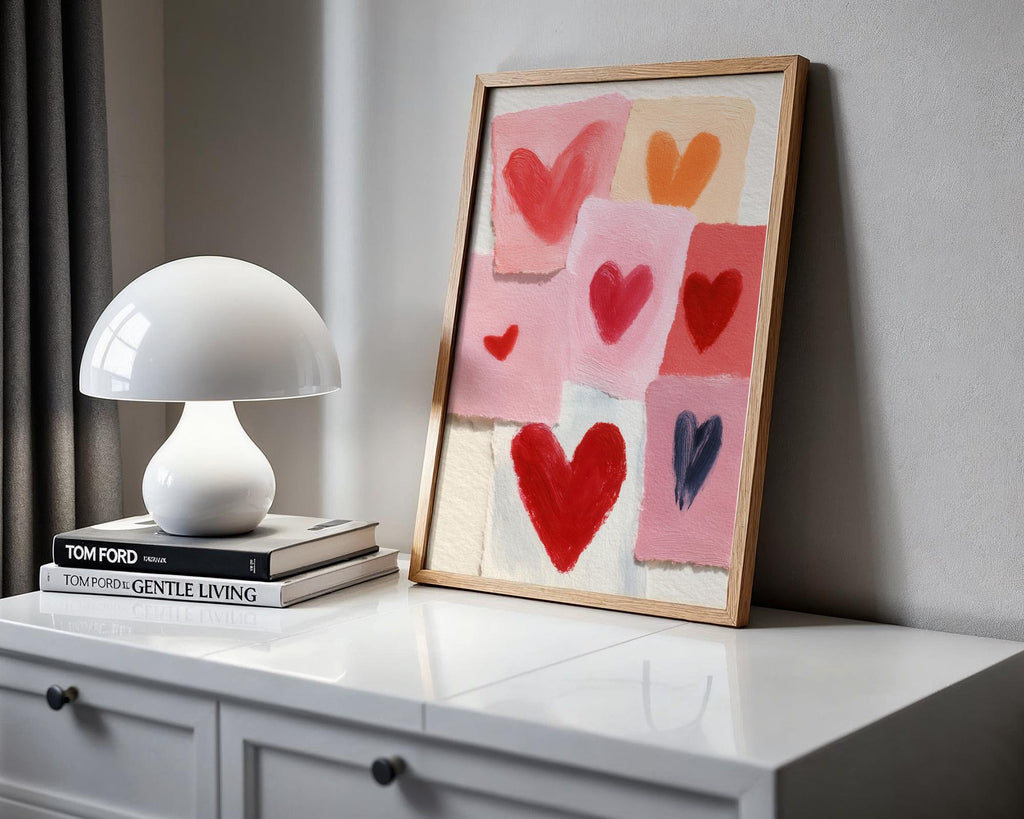 Scrapbook Hearts Art Print - Romantic Collage Wall Art