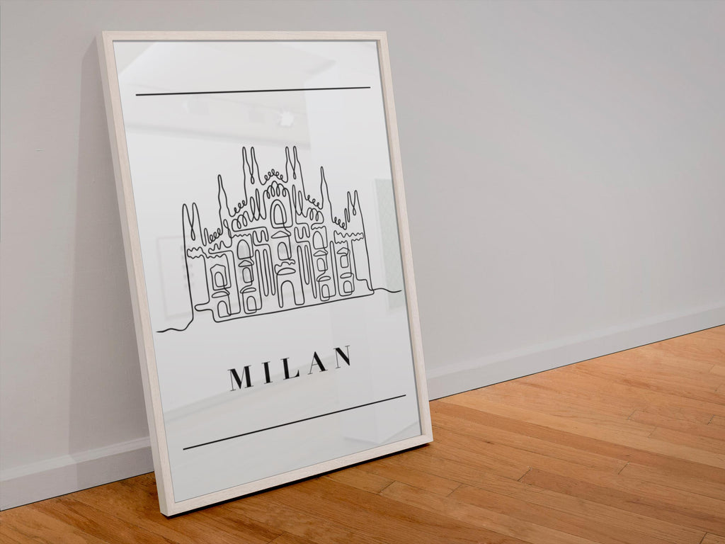 Milan Cathedral Line Art Print - Italy Travel Poster