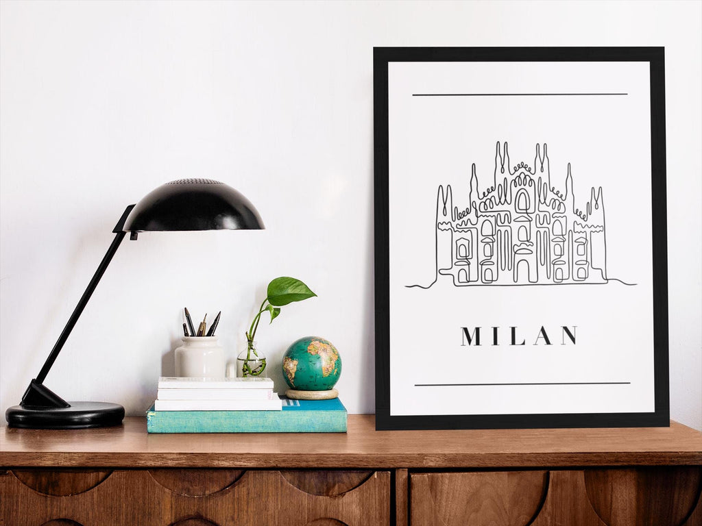 Milan Cathedral Line Art Print - Italy Travel Poster
