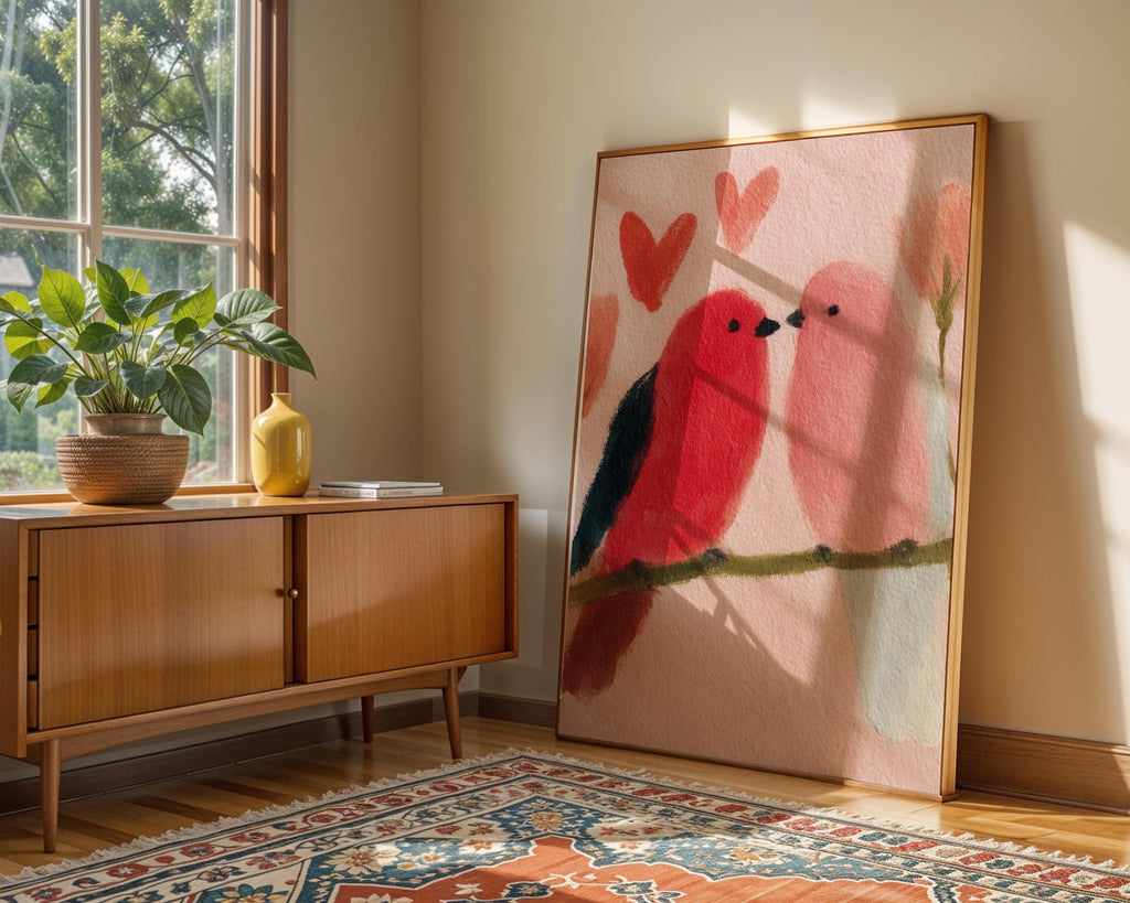 Lovebirds Art Print - Romantic Bird Couple Wall Art